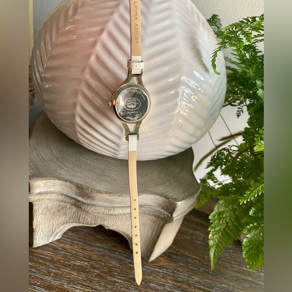 Laura Ashley Watch Analogue Womens Minimal White Thin Strap Crystal Bezel Roman - Picture 9 of 13